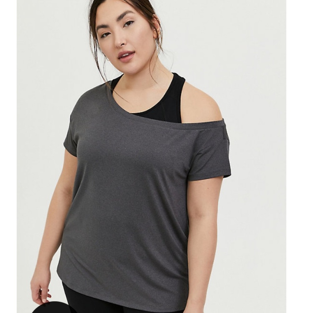 Torrid grey active off shoulder tee
